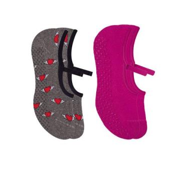 Imagem de 2 Pares De Meias Femininas Selene Pilates Antiderrapante Com Viés, 34-