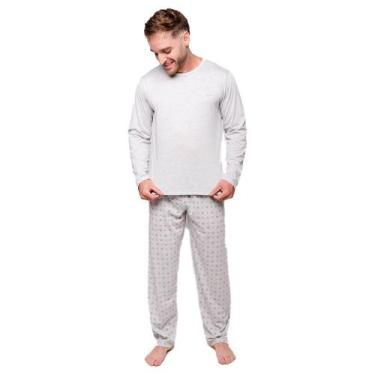 Imagem de Pijama Diones Calça Poá Manga Longa Frio Masculino Plus Size, Cinza, G