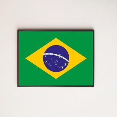 Imagem de Quadro Decorativo Bandeira Brasil 45X34Cm Moldura Preta - Quadros On-L