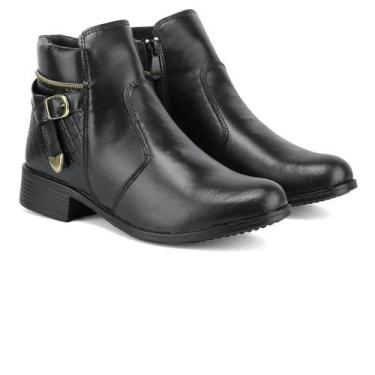 Imagem de Bota Cano Curto Casual M&d Store Zíper Bico Redondo Detalhe em Costura