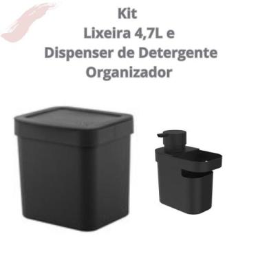 Imagem de Kit 2 Peças - Lixeira e Dispenser De Detergente Organizador de Pia - O