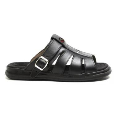 Imagem de Sandália Chinelo Ortopédica Franciscana Confortável Anatômica De Couro