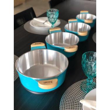 Imagem de Jogo de panelas aluminio fundido tampa de vidro e alças c/ proteção ma