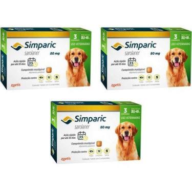 Imagem de 3 Simparic 80mg 20,1 á 40kg Antipulgas Cães 9 Comprimidos