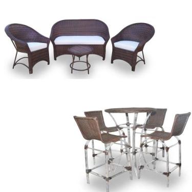 Imagem de Kit Barzinho - Jogo Bistrô em Fibra Sintética + Jogo Bali Fino Duna Cr