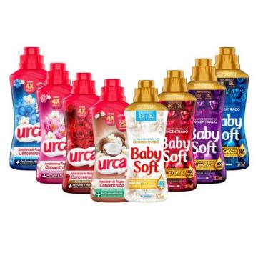Imagem de Kit 8 Amaciantes Concentrados Urca e Baby Soft 500ml