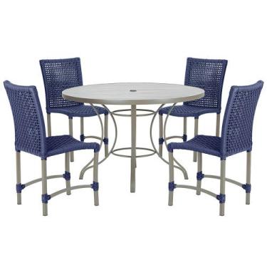 Imagem de Mesa Ascoli 100 Cm com 4 Cadeiras Cannes de Alumínio, Pintura Fendi e 