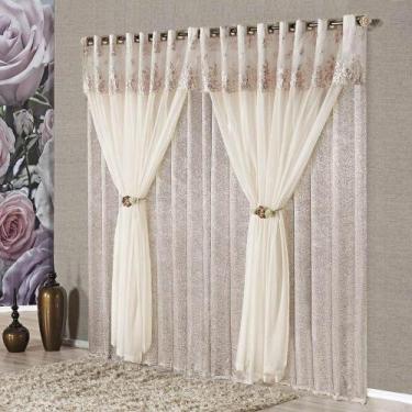 Imagem de Cortina Tecido Seda Amassada e Voal 3,00 X 2,50M Rosê - A DECORATIVA