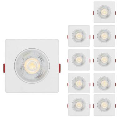 Imagem de kit 10 Luminária Spot Led 5w Branco Quente Quadrado Embutir Direcionavel Bivolt 110/220 Forro Pvc Gesso Sala Quarto Cozinha Comercio