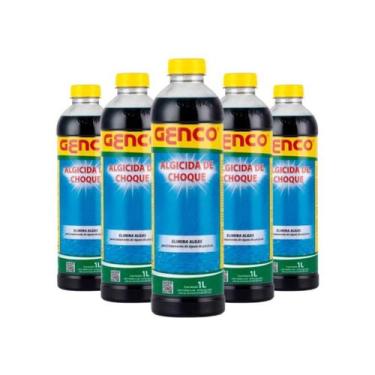 Imagem de Kit 5 Algicida de Choque Genclor Piscinas Algas 1l Genco