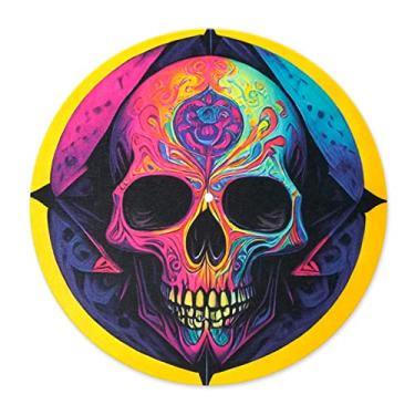 Imagem de sdroceRyaM Tapete de prato giratório, tapete de 30,5 cm de feltro com padrão de crânio antiestático antiderrapante para toca-discos de vinil LP DJ, reduz vibrações e melhora a clareza do som, estilo A