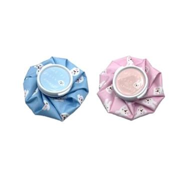 Imagem de Pacote com 2 (Azul+Rosa) Bolsa de Gelo Reutilizável Quente E Frio para Lesões Esportivas, Alívio da Dor Feminina 6" Mini Terapia Quente E Fria para Cabeça, Ombro, Costas, Joelho