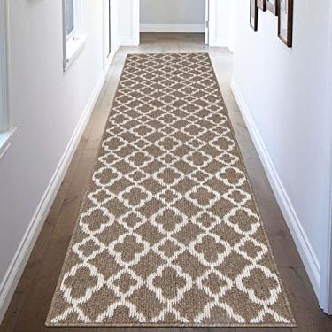 Imagem de U'Artlines Tapetes marroquinos de treliça para corredores de 6 x 20 cm de comprimento para lavanderia de fazenda com suporte de borracha antiderrapante, tapete lavável, tapete cinza para entrada de
