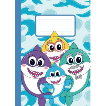 Imagem de Quaderno a quadretti 1 cm - La famiglia degli squali: Quaderni quadretti 1 cm con margine, Quaderni quadretti 1 cm 2 elementare e 1 elementare, 100 pagine, formato A4