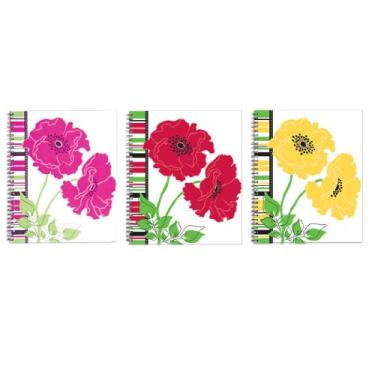 Imagem de Carolina Pad Cadernos com flores caprichosas de 1 matéria, 26 x 21 cm, 80 folhas cada, 6 unidades (2 de cada um dos 3 desenhos), os designs podem variar (11211)