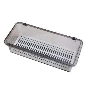 Imagem de Organizador de Gaveta, Bandeja Transparente de Plástico Com Tampa à Prova de Poeira, Recipiente de Armazenamento de Talheres de Cozinha para Utensílios de Maquiagem, Banheiro