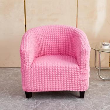 Imagem de WMLTZFUS Capa de cadeira de sofá antiderrapante à prova de poeira capas de cadeira de café capas de assento de fio de bolha elástica rosa ||tamanho regular