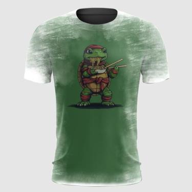 Imagem de Camiseta Tartaruga Samurai Comendo Lámen - FABRIQUETA, XG