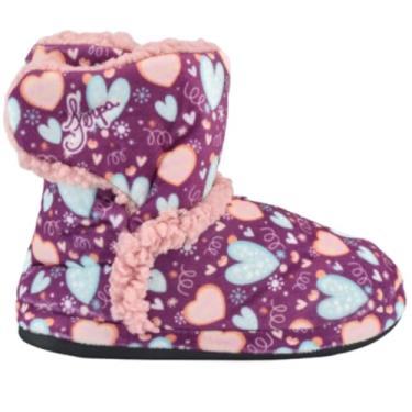 Imagem de Pantufa Infantil Pelúcia Forrada Sapatinho Quente Botinha Menina Menino Feminina Masculina (CORAÇÃO, BR, Criança de 4 a 8 anos, Faixa Numérico, 27, 28)