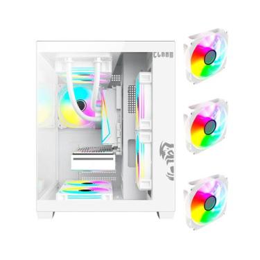 Imagem de Gabinete Gamer, Clanm Snow, Micro-ATX/ITX, Com 3 Fans Branco