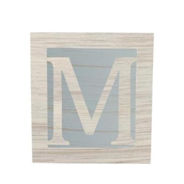 Imagem de Cubo Azul Letra Branca com Aplique Festa Chá de Bebê Decoração 8x8x8 C