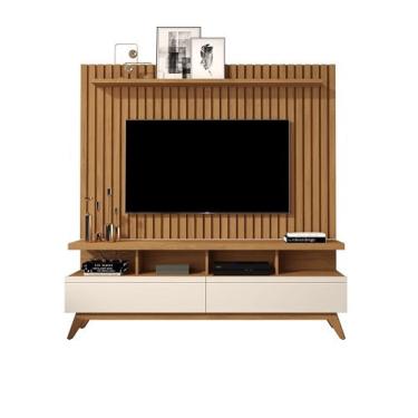 Imagem de Rack Vivare 1.6 Wood Com Painel Para TV Até 65 Polegadas Classic Ripado Verdadeiro Nature/Off White - Giga Móveis