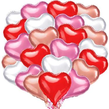Imagem de Balões Skylety Valentine's Day Heart Foil 18 polegadas 24 unidades