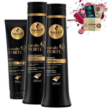 Imagem de Kit Haskell Cavalo Forte Shampoo Cond 500ml Leave-in Nf