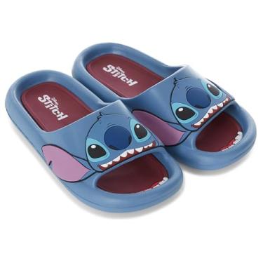 Imagem de Disney Sapatilhas femininas Lilo e Stitch – Sandálias femininas clássicas Lilo e Stitch Deslizantes Lilo e Stitch, Rosto azul, 40