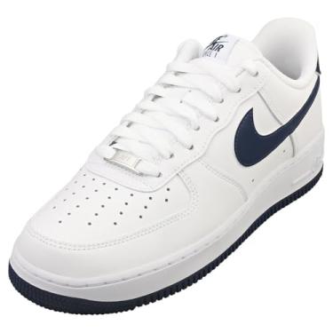 Imagem de Nike Tênis masculino Air Force 1 '07 (FJ4146-104, branco/branco/azul marinho), Branco/Azul-marinho Midnight - branco, 43