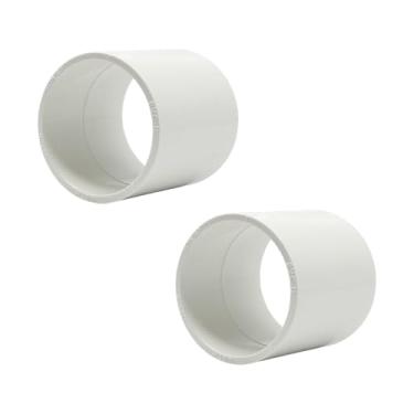 Imagem de HayEastdor 2 peças Adaptador de acoplamento de tubo de PVC branco de 3,5 cm, conectores de soquete deslizante para irrigação, sistema de irrigação por gotejamento, extensão de tubos HE050-1-1/2