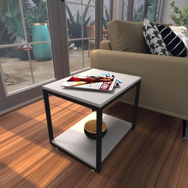 Imagem de Mesa Lateral Cinza Aparador De Sofa Sala Mesa Lateral Cama