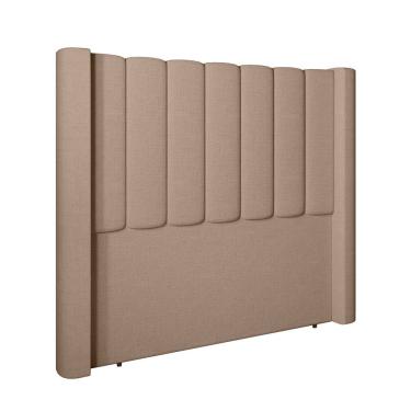 Imagem de Cabeceira para Cama Box King Rania Linho Bege 193 cm Madeira Eucalipto D'Rossi