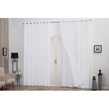 Imagem de Cortina Branca Voil Com Forro Microfibra 5,00X2,80 Decoração - Confecc