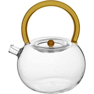 Imagem de Bule Chaleira Home&co Com Alça Amarela Borossilicato 900ml 16x13x13cm Transparente