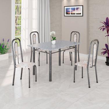 Imagem de Conjunto Sala de Jantar com 4 Cadeiras Lara Bege / Prata