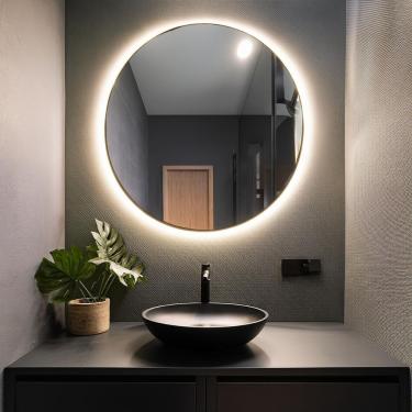 Imagem de Espelho Redondo Com Iluminação Led Branco Frio - 6000k - 80x80 Cm