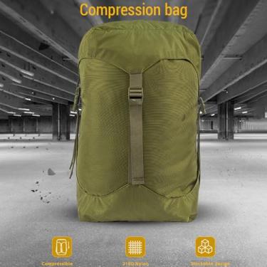 Imagem de Saco de dormir Compression Sack Heavy Duty Tactical Style Outdoor Gear Storage Bag para Camping Caminhadas Montanhismo 36L Capacidade Waterproof Green 210D Nylon