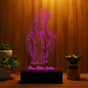 Imagem de Luminária Abajur Nossa Senhora das Graças LED Rosa - Bold