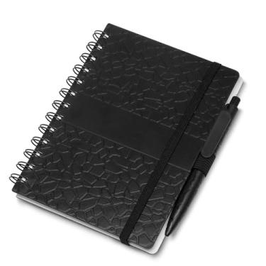 Imagem de Caderno De Anotações com Caneta Aspiral e Elástico Preto