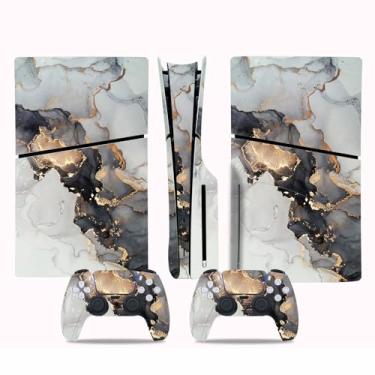 Imagem de HAIBIANDI Adesivo Skin para PS5 Slim Digital Edition/Disk Edition, decalque de vinil, capa protetora para console e controle PS5 Slim (Edição Disco)