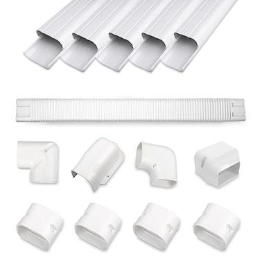 Imagem de MOOITEK Kit de capa de linha de PVC de 7,6 cm 3 m para mini condicionadores de ar divididos sem dutos, capa decorativa de PVC fina para sistemas de AC central e bombas de calor, capa de tubulação