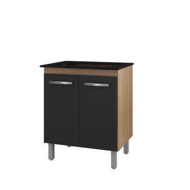 Imagem de Balcão para Cooktop 4 Bocas com 2 Portas Jade Savana Preto - Moblis