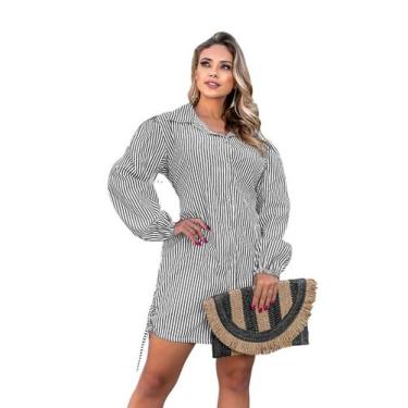 Imagem de Chemise Camisa Listrada Manga Longa Bufante Camisão Botão - AG Acessór