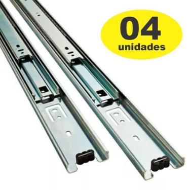 Imagem de Corrediça Gaveta Trilho Telescópico 25cm 25kg 4 Pares - METALNOX