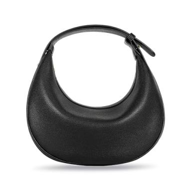 Imagem de OWGSEE Bolsa de palha bolsa transversal de palha de verão bolsa de praia de rattan de ráfia bolsa de ombro nas axilas com alças ajustáveis, B - preto, Bolsa transversal crescente