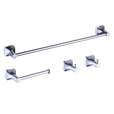 Imagem de Suporte de parede para lenços de papel, suporte para toalhas, suporte para papel higiênico, gancho para roupão, com sabonete e produtos de limpeza (conjunto de 4 peças C)