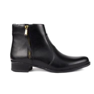Imagem de Bota Feminina Moda Country em Couro Legítimo, Modelo Texana de Salto Baixo (Preto, BR, Adulto, Numérico, 40)