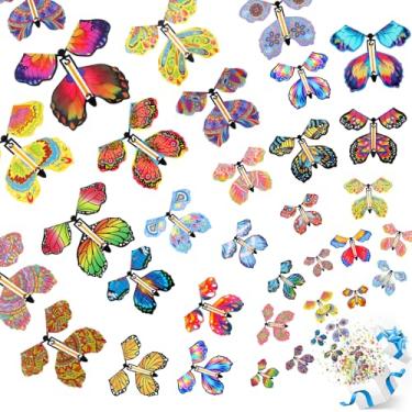 Imagem de Gjinxi 50x Flying Butterfly for Surprise Explosion Gift Box Magic Wind up Flying Butterfly Rubber Band Butterflies Bookmark for DIY Exploding Gifts Box Wedding Birthday Graduation Party Greeting Cards