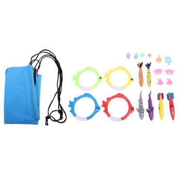 Imagem de Yosoo 20 Peças Kids Pool Diving Swimmings Toys, Inclui Torpedo, Brinquedo de Tubarão, Gemas, Anéis, Animais Marinhos, Jogos, Com Bolsa de Armazenamento para Meninos, Meninas, Crianças